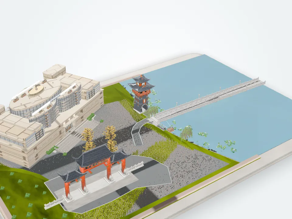 Static render of the digital campus, shown when the 3D scene is unavailable